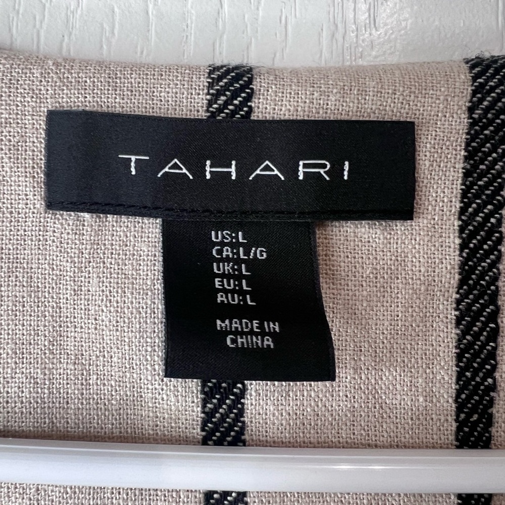 Tahari Beige and Black Linen Blend Vest size L - Picture 5 of 12